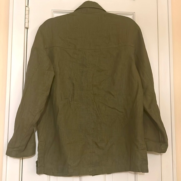 Sweet Jessie Linen Army Green Button Down Shirt Jacket - Picture 4 of 6